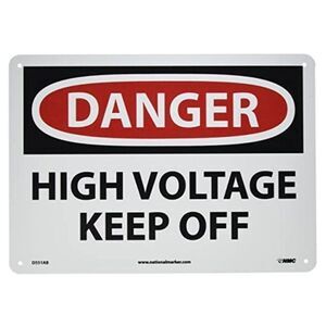 OSHA Sign, "DANGER - HIGH VOLTAGE KEEP OFF", 14" L